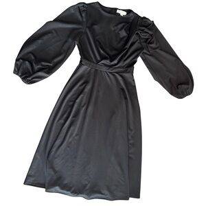 Women’s Black Puff-Sleeve A-Line Dress